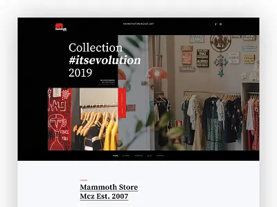 Mammoth Store - Website clean clothes clothing creative dark interface design fashion home homepage modern page red and black store typography ui ux web website