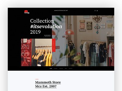 Mammoth Store - Website clean clothes clothing creative dark interface design fashion home homepage modern page red and black store typography ui ux web website