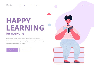 Happy Learning Illustration book charachter design illustration learning photoshop ui website