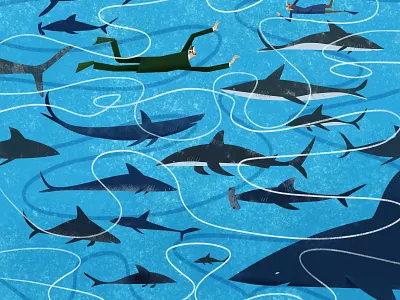Swimming With Sharks editorial facebook sharks swimming underwater workplace