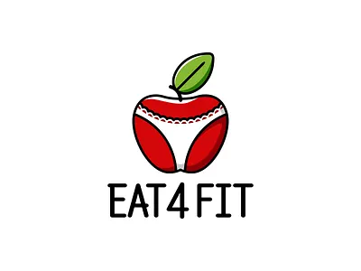 Eat 4 Fit apple design illustration lettering logo typography vector
