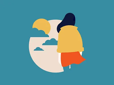 And I'll be gone by the morning flat flatillustration girl illustration ipadpro minimal morning sun vector