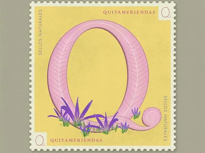 Letter Q · Quitameriendas · #36daysoftype #SellosNaturales 36 days of type 36 days of type lettering botanical art estampilla flower illustration flowers letter q lettering natural nature old stamp quitameriendas saffron sellos naturales vintage art vintage stamp