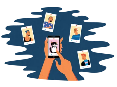 The dates / illustration for magazine dates illustration love social media tinder vecor