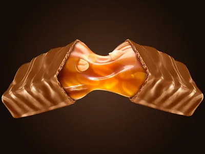 Chocolate caramel with peanut animation candy caramel chocolate chocolate bar liquid peanut sweet taste