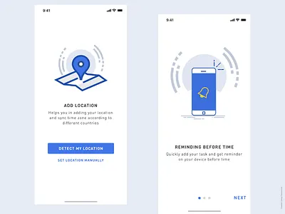 Prompto Onboarding app application illustration interface iphone minimal mobile on boarding reminder ui ux vector