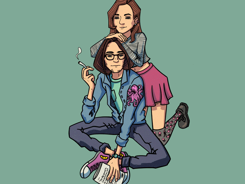 Family portrait animation character design drawing gif illustration jellyfish octopus portrait