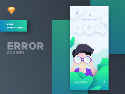 Error Screen - Free Download 404 dark error free freebies illustration onboarding sketch ui