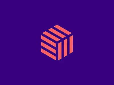 Cube mark app cube geometric icon line logo mark monoline software technology