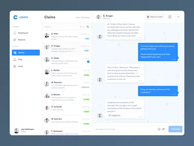 iPad Insurance Consultant Backend app attachment backend chat chat app claim dashboard finance fintech insurance insurtech ipad app list menu menu bar ui user interface ux