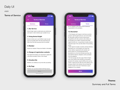 Daily UI #089 Term of Service adobexd dailyui