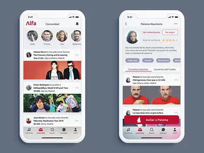 Alfa app app concerts design design thinking iphone x ui ux