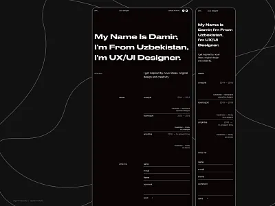 Personal portfolio #2 experiments tablet+mobile black clean concept design interaction interface minimalism portfolio promo typogaphy ui ux web website