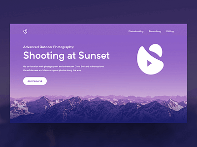 Photography Course Landing courses design gradient illustration landing landing page landscape photo purple ui ux web web page website