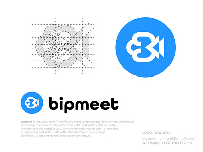 bipmeet logo, logos, logo design, VoIP, video telephony logos bip bipmeet logo brand identity branding design duo graphic design logo logo design logos meet minimal minimalist video video app logo video telephony logo