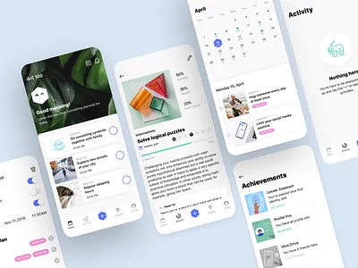 Mobile Self-Care Assistant achievement app calendar app dashboard empty state growapp habit iphone mobile self care todo list