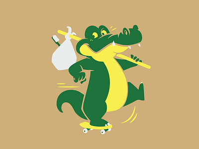 Gator Skater brooklyn designer gator skateboarding vector design