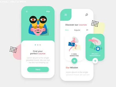 Cards app app design cards colorful courses courses app daily ui dailyui dailyui 045 dailyui challenge icons8 invision invision studio invisionapp studio