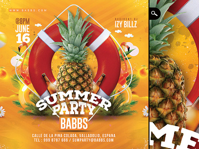 Summer Time Tropical Party beach dj exotic flyer music party pool seasonal summer summer sound time tropical