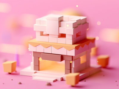 Block Building 3d c4d cartoon cinema 4d cinema4d design fantasy forest game game asset game building game design illustration isometric isometric room low poly lowpoly octane