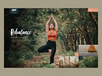 Lovefit Festival adventure bright clean colour concept design fashion festiva graphicdesign green hero landing page peach sketch ui ux wellness woodland yoga