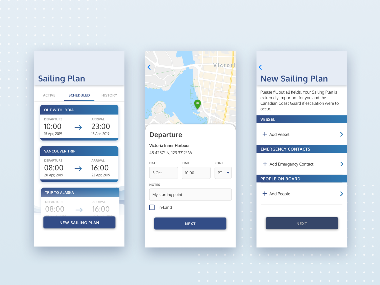 Example of Sailing Plan Info