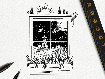WINDOW SPACE nature outdoors outer space planets plants space window