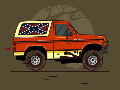Ford Bronko auto car challenge design fanart febrally flat ford illustration racing vector