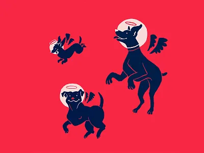 Good Good Boys dauchshund dogs drawing flat flying good dog great dane halo heaven illustration ipad pitbull procreate red