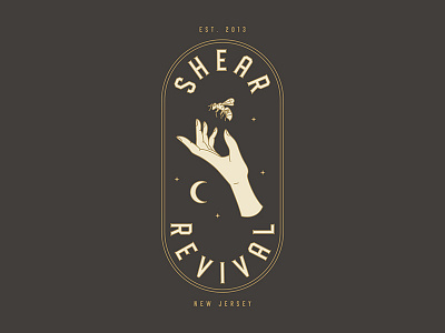 shear revival art barber barbershop bee branding design girl hand icon illustration logo moon retro typography vector vintage