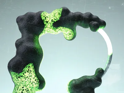 36daysoftype - Radioactive R detail 3d 3dart abstract b3d blender blender3d green letter lettering monster organic r radio radioactive toxic typo typography