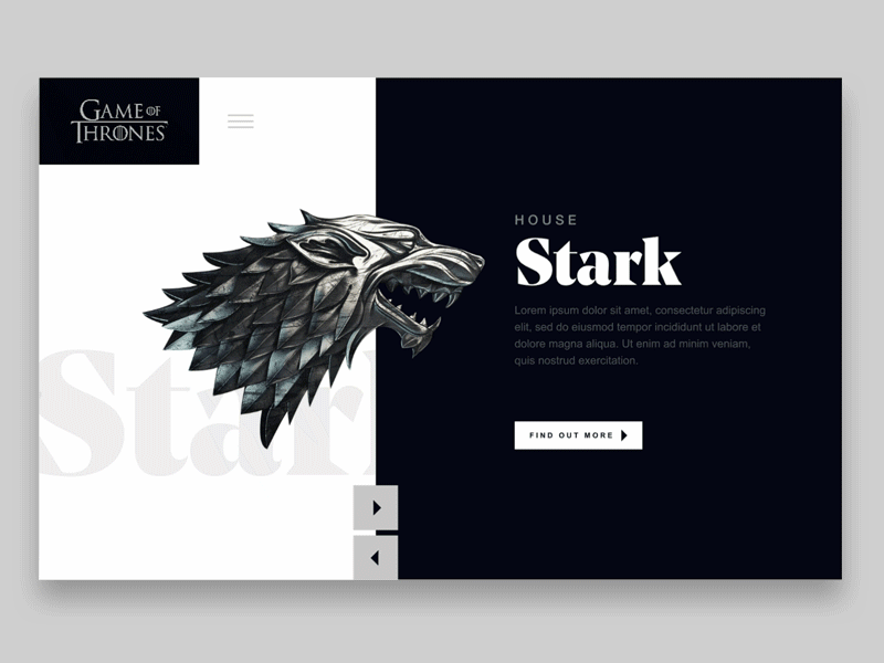 Game of Thrones - Houses game of throne game of thrones got hbo house stark john snow lannister stark tv ui ux webdesign website