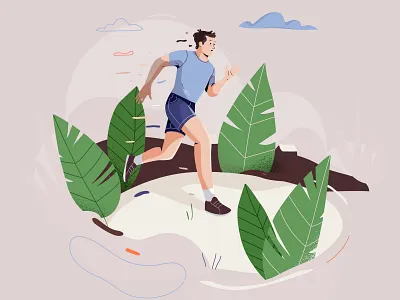 Run character graphic illustration nature pastel people run vector