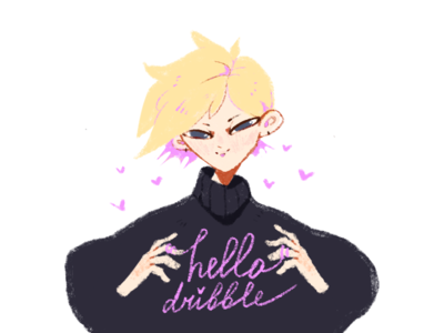 hewwo dribble hearts hello dribbble hello dribble illustation