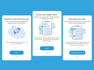 Daily UI | 095 daily ui challenge dailyui design gocanvas mobile product tour tour cards ui