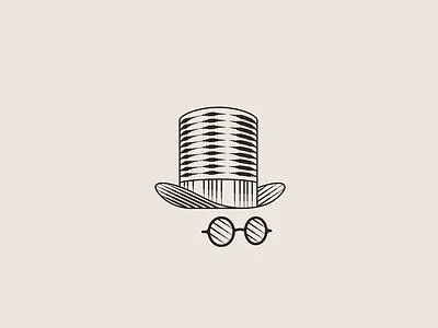 Cylinder Hat & Glasses brand cylinder design engraving glasses hat icon identity illustration line vector
