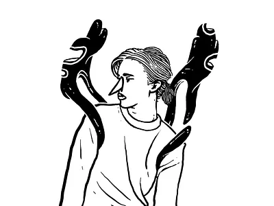 Bins distort drawing eolef error illustration inspiration linework minimal portrait study