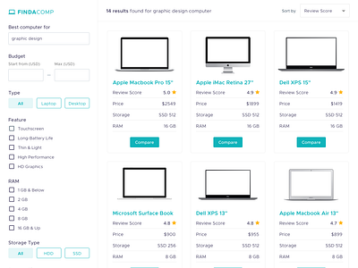Computer Finder Interaction Design Concept card filter interaction design search ui ux web design