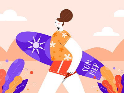 Enjoy the summer beach design illustration summer surf wave