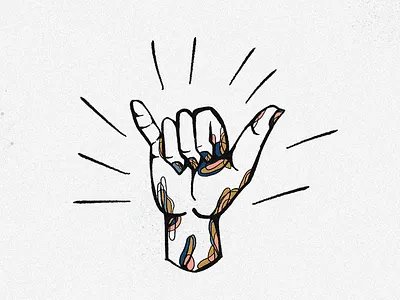 HANG LOOSE 🤙 aloha hand hand illustration hang loose hawaii icon illustration procreate shaka surf surf art surfer