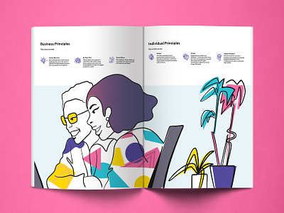 Collaboration booklet collaboration design illustration office people plant team