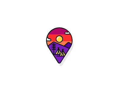 Camping logo camp camping colors location pin minimal sunset tent