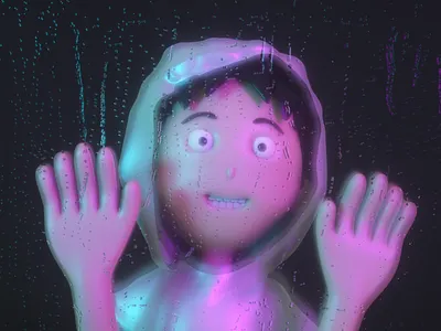 Rainy Night 3d character cinema 4d glass liaght neon octane rainy