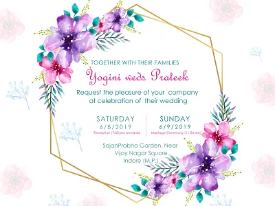 Wedding Invite flower love pink spring party wedding card