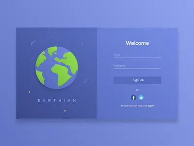 Earthian Sign Up Form dailyui login design login form login page sign in sign in form sign in screen sign up sign up form sign up page sign up screen signin ui design uidesign