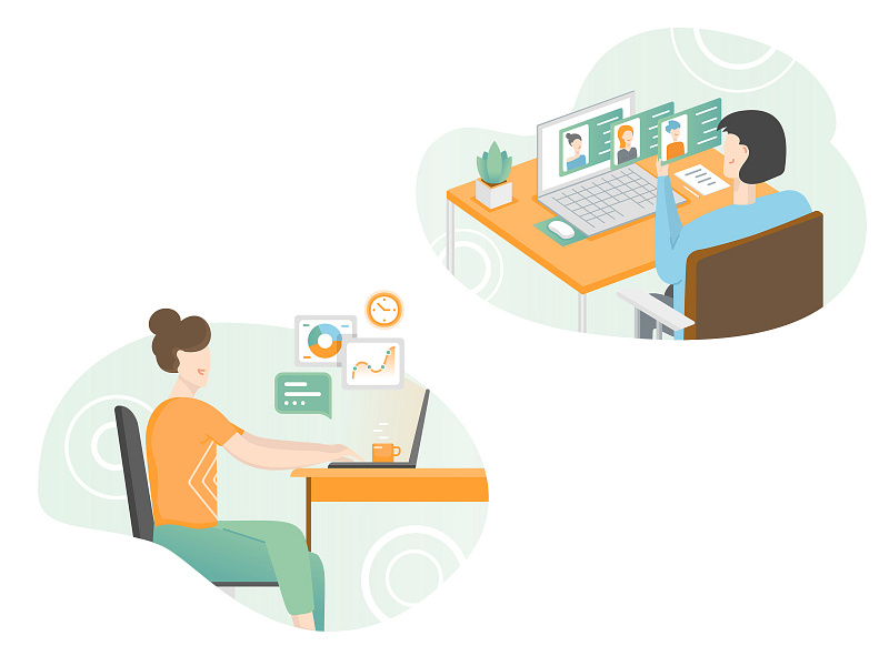 More Illustrations / Marketing Tasks for Payroll, HR SAAS accountant hr illustrations office work recruiting searching profile vector woman sitting at the table