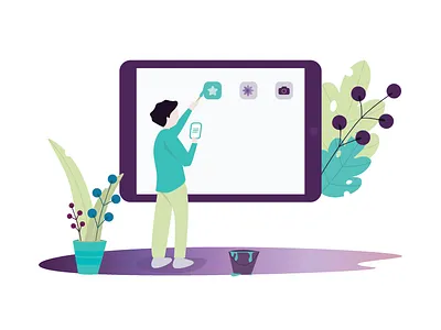 Man Illustration app character design i pad icon illustration man man illustration paint ui vector