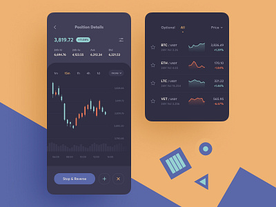 Trading App Concept bid bitcoin btc candlestick chart concept crypto graphic ui ux wallet
