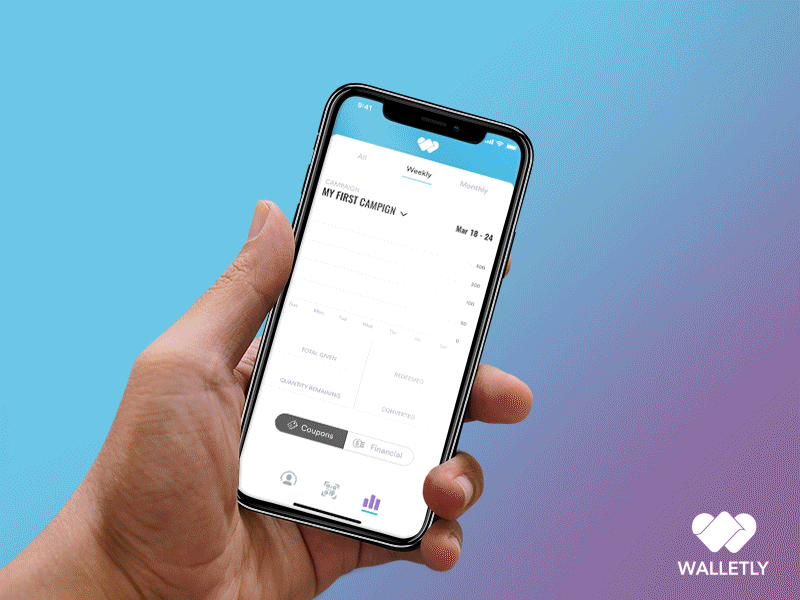 Walletly Business app app ui coupon graph redeem ui ux