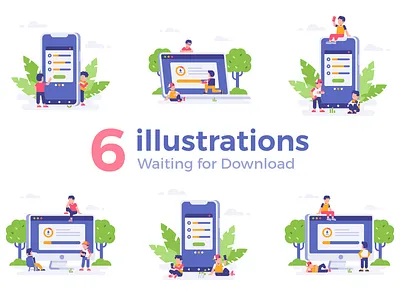 Waiting for Download affinity design download flat illustration people simple vector waiting